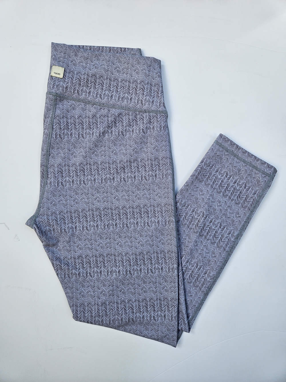 Vuori Women's Rise Shine Sage Mint Chevron Athletic Fitness Leggings SzL HR NWOT